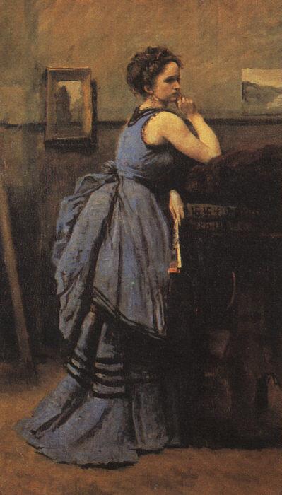 Jean Baptiste Camille  Corot Woman in Blue oil painting picture
